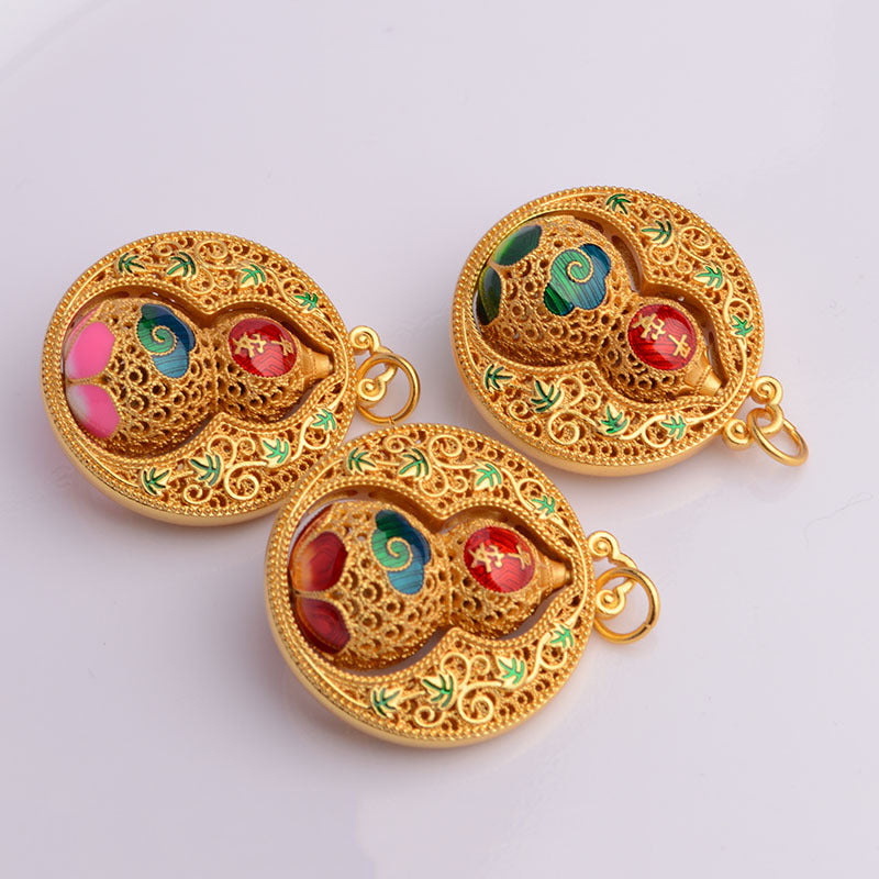 Revolve Your Fortune: The Timeless Gold-Plated Spinning Calabash of Abundance