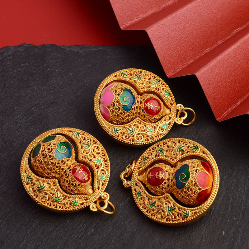Revolve Your Fortune: The Timeless Gold-Plated Spinning Calabash of Abundance