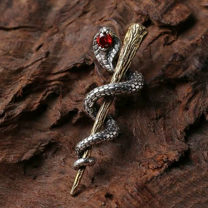 Embrace the Power of Wisdom and Healing with the Serpent and Caduceus Necklace