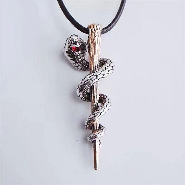 Embrace the Power of Wisdom and Healing with the Serpent and Caduceus Necklace