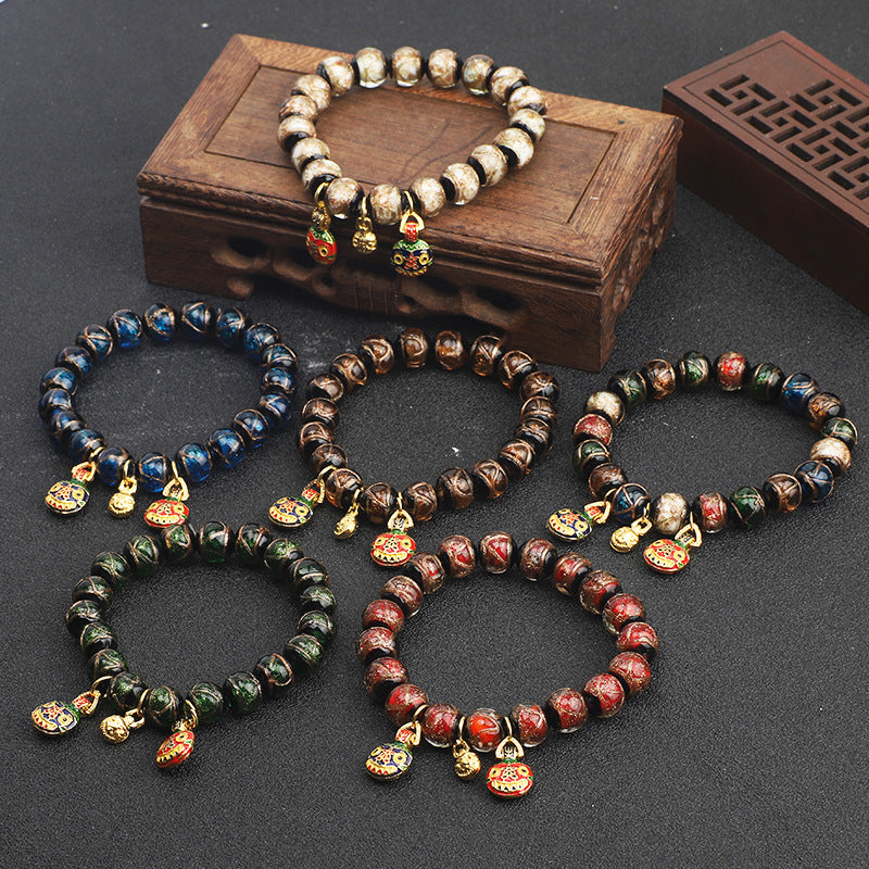 Temple Ash Glass Bead Bracelet