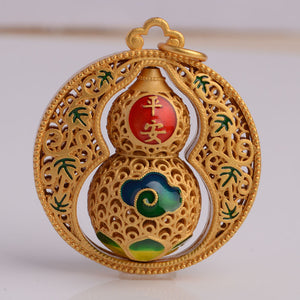 Revolve Your Fortune: The Timeless Gold-Plated Spinning Calabash of Abundance